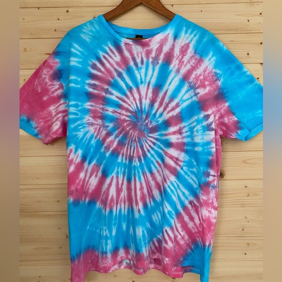 NEW Unisex XL GILDAN Soft Style Gender Reveal Pink Blue Spiral Tie-Dye T-Shirt - Picture 1 of 8